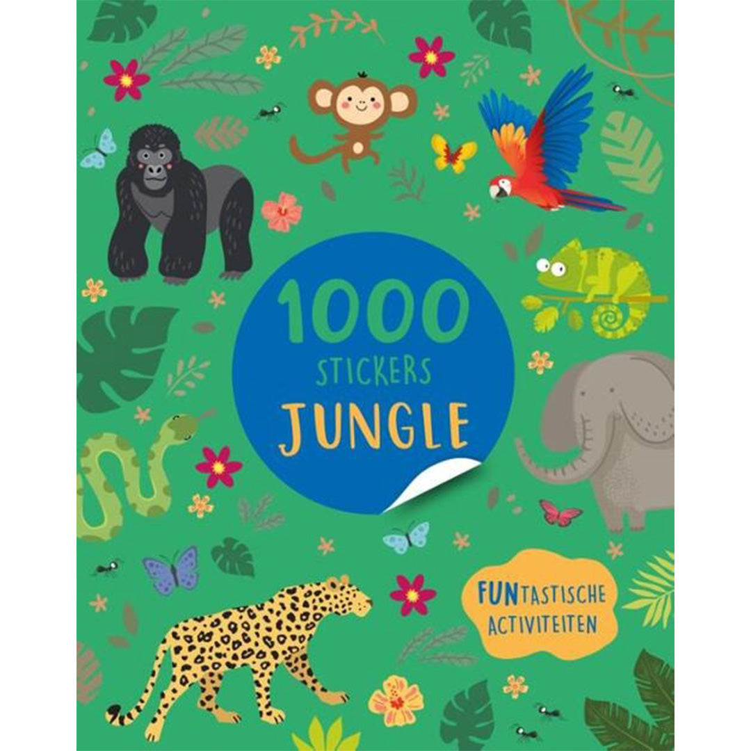 uitgeverij rebo activiteitenboek met stickers - jungle - 1000 stickers | 1