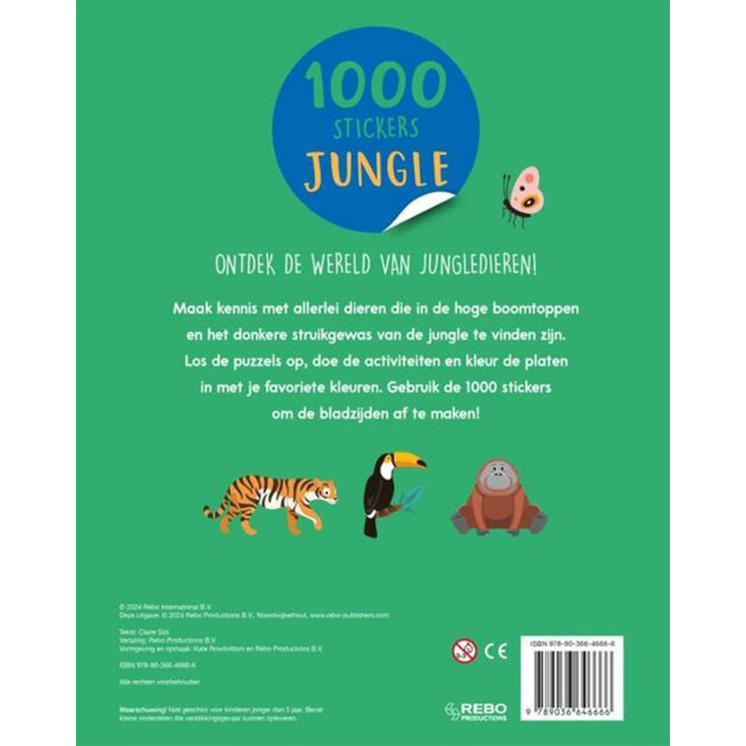 uitgeverij rebo activiteitenboek met stickers - jungle - 1000 stickers | 6