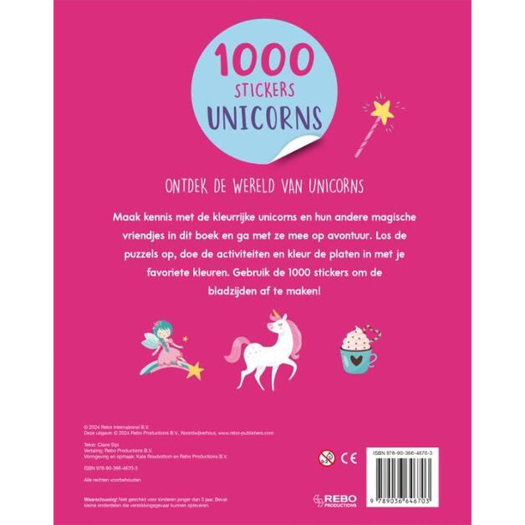 uitgeverij rebo stickerboek unicorns - 1000 stickers | 6