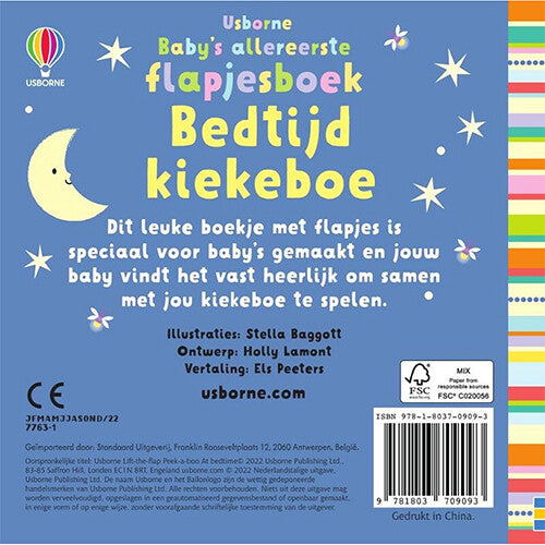 uitgeverij usborne baby's allereerste flapjesboek - bedtijd kiekeboe | 1700909 | 4