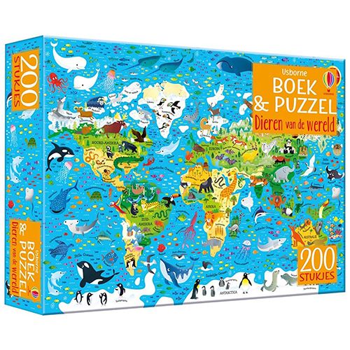 uitgeverij usborne boek en puzzel 200st - dieren van de wereld  | 1707430 | 0