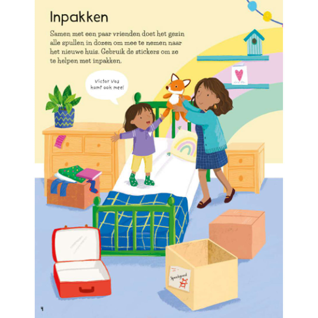 uitgeverij usborne eerste stickerboek - verhuizen | 2
