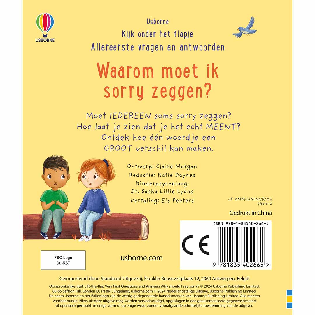 uitgeverij usborne flapjesboek waarom moet ik sorry zeggen? | 1700266 | 5