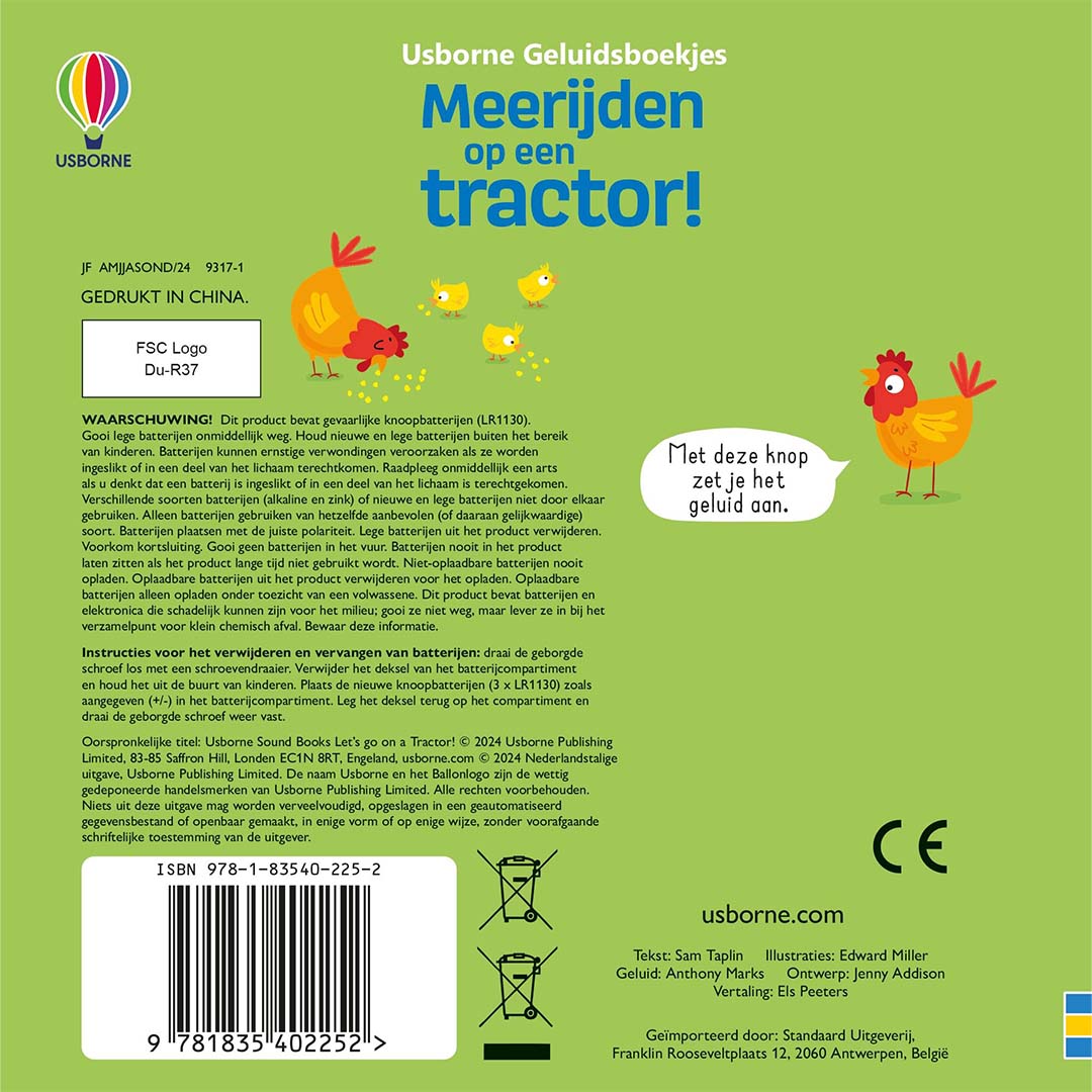 uitgeverij usborne geluidenboek meerijden op een tractor! | 1700225 | 5