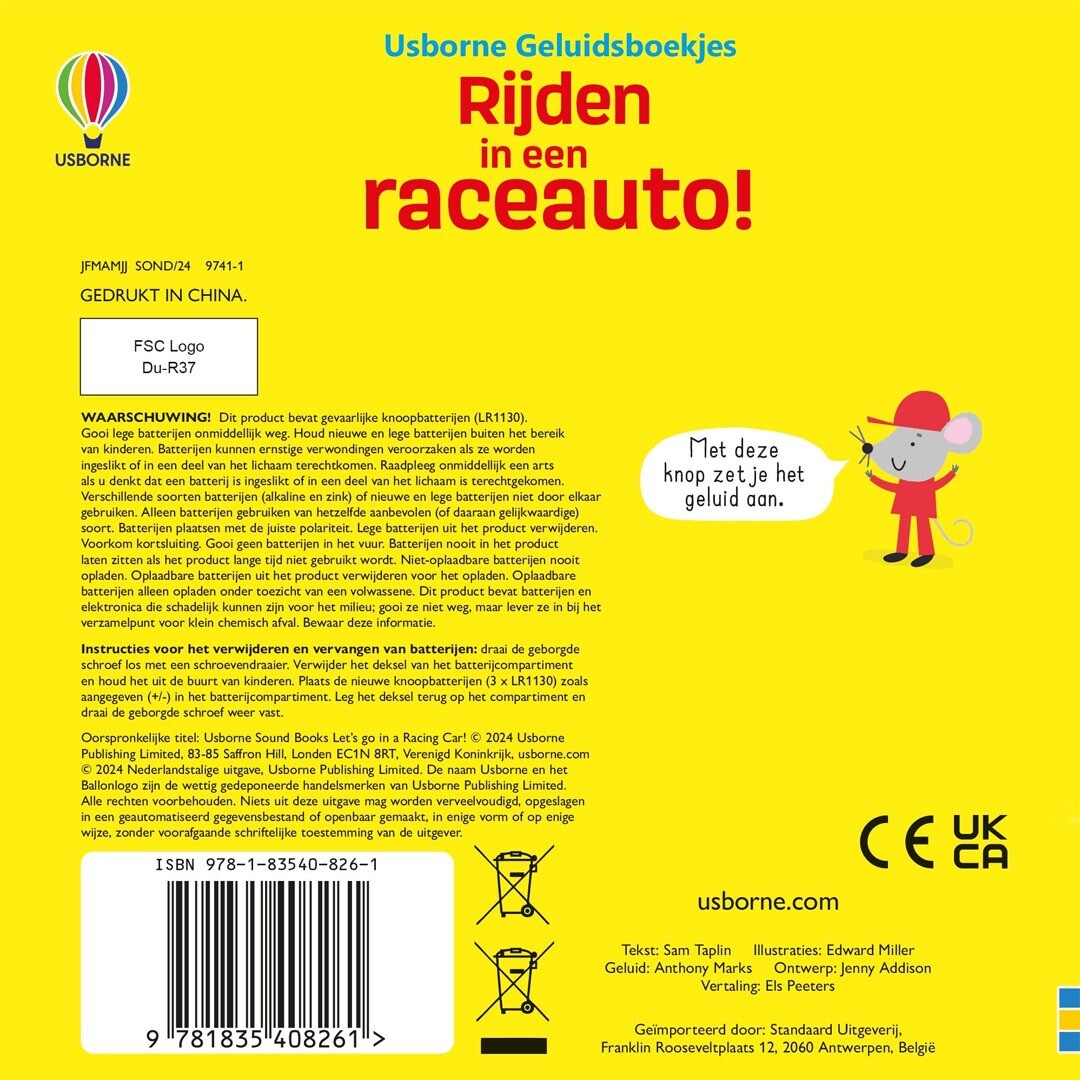 uitgeverij usborne geluidenboek rijden in een raceauto! | 1700826 | 5