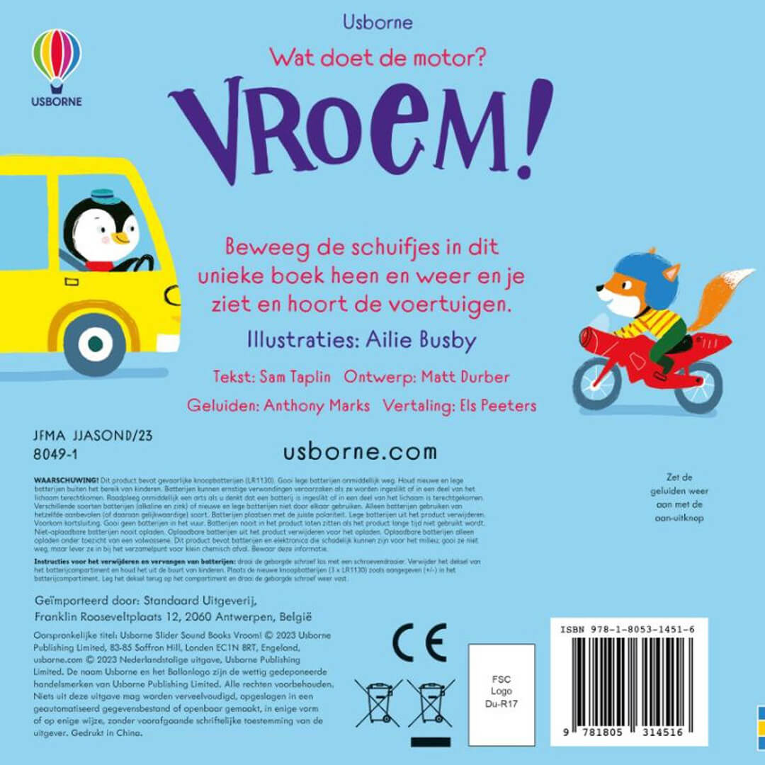 uitgeverij usborne geluidenboek wat doet de motor? vroem! | 1701451 | 5