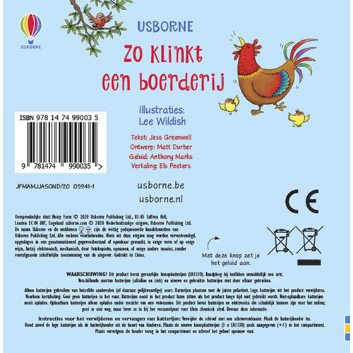 uitgeverij usborne geluidenboek zo klinkt een boerderij | 1709003 | 1