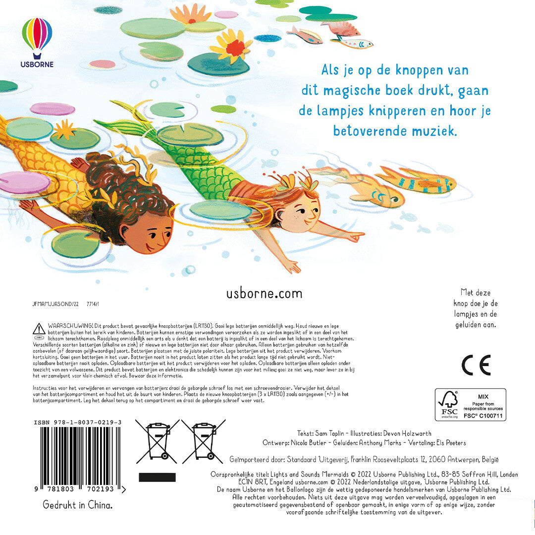 uitgeverij usborne lichtjes- en geluidenboek zeemeerminnen | 1700219 | 5