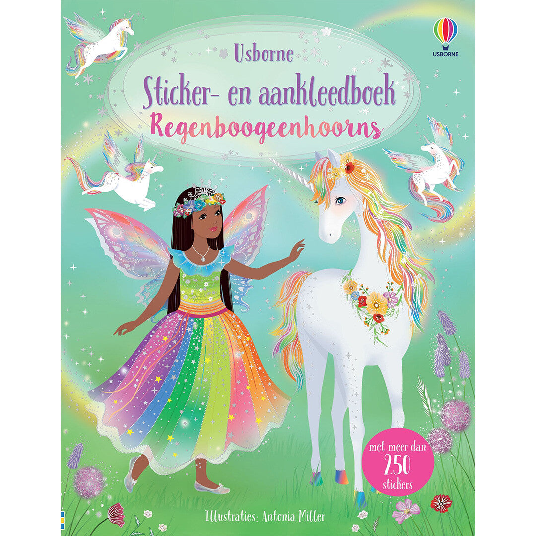 uitgeverij usborne sticker- en aankleedboek regenboogeenhoorns | 1701050 | 0