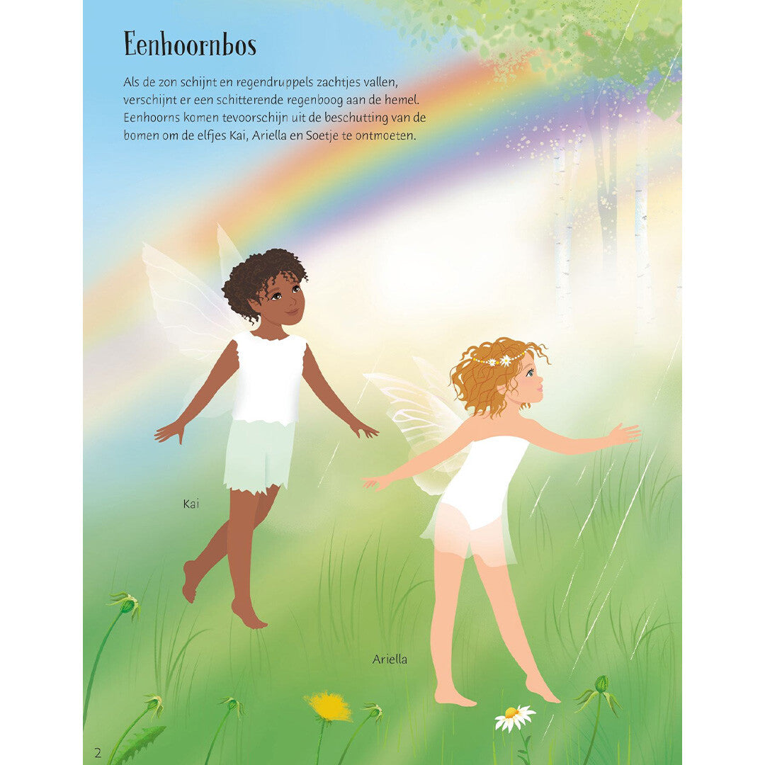 uitgeverij usborne sticker- en aankleedboek regenboogeenhoorns | 1701050 | 1
