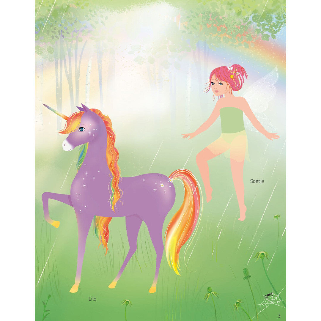 uitgeverij usborne sticker- en aankleedboek regenboogeenhoorns | 1701050 | 2