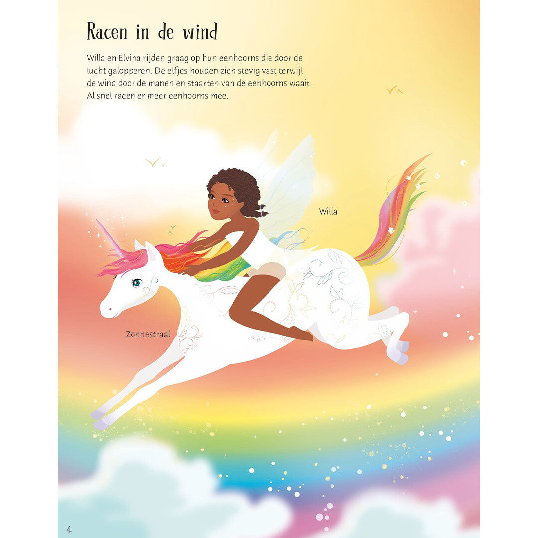 uitgeverij usborne sticker- en aankleedboek regenboogeenhoorns | 1701050 | 3