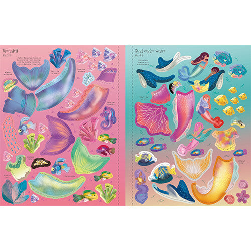 uitgeverij usborne sticker- en aankleedboekje bij de zeemeerminnen | 1700220 | 3