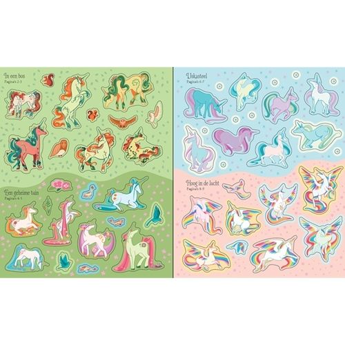uitgeverij usborne stickerboek en puzzel 100st - eenhoorns | 1707421 | 2