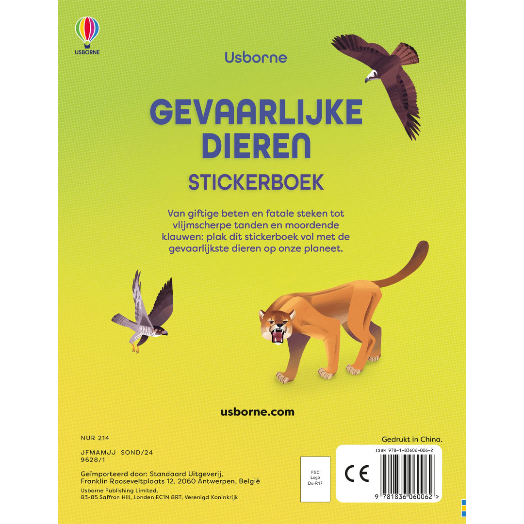 uitgeverij usborne stickerboek gevaarlijke dieren | 1706006 | 5