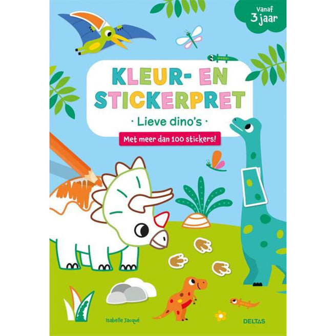  uitgeverij deltas kleur- en stickerpret lieve dino's | DELT0664016 | 1