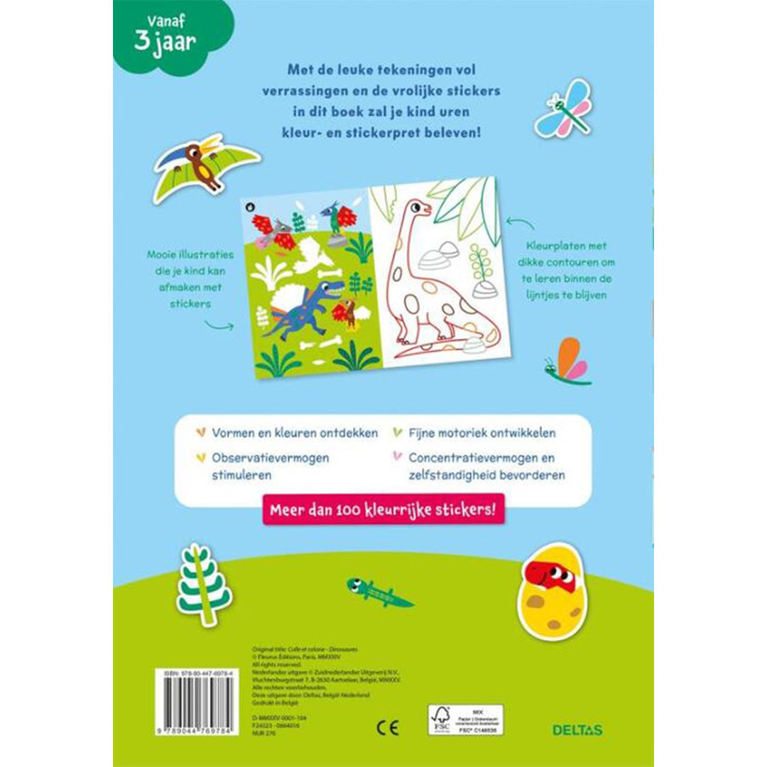  uitgeverij deltas kleur- en stickerpret lieve dino's | DELT0664016 | 6