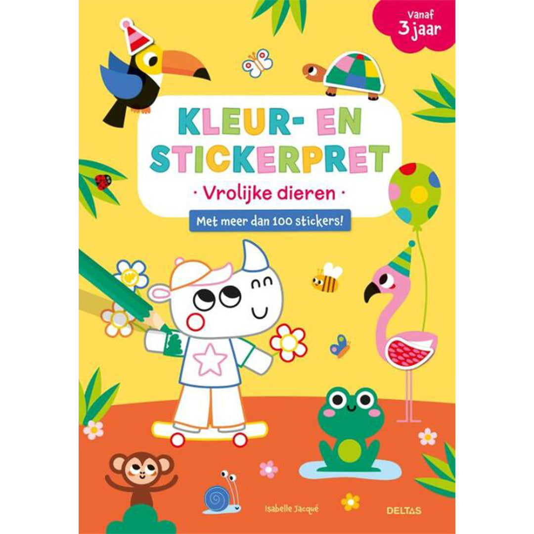 uitgeverij deltas kleur- en stickerpret vrolijke dieren | 0664015 | 1