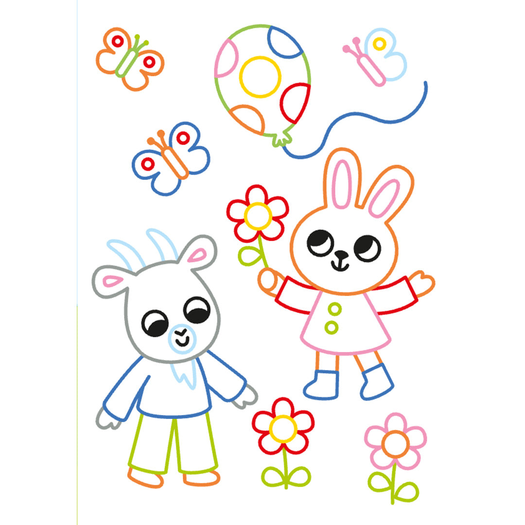 uitgeverij deltas kleur- en stickerpret vrolijke dieren | 0664015 | 3