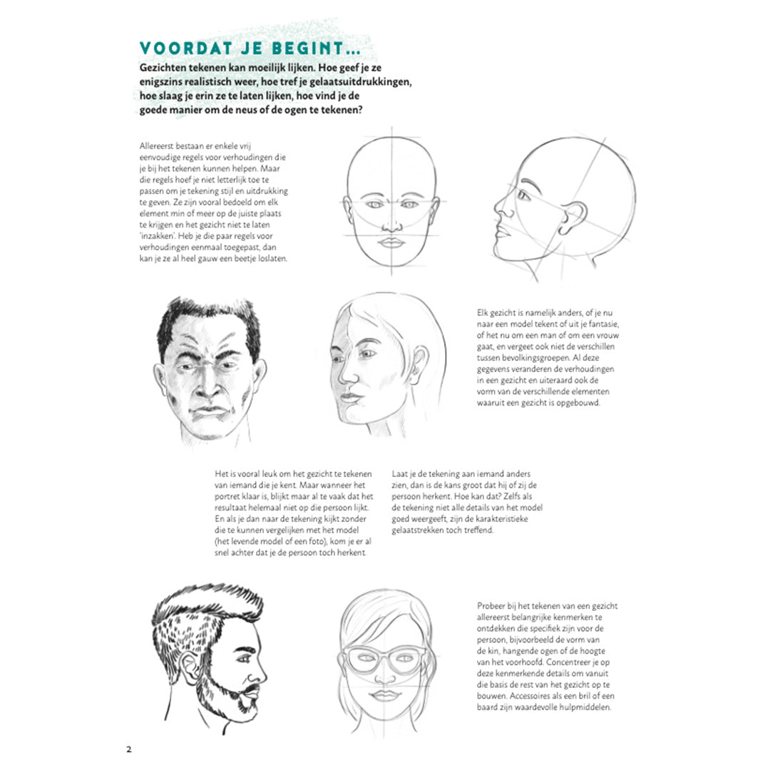 uitgeverij deltas stap voor stap gezichten leren tekenen | DELT0101941 |  2