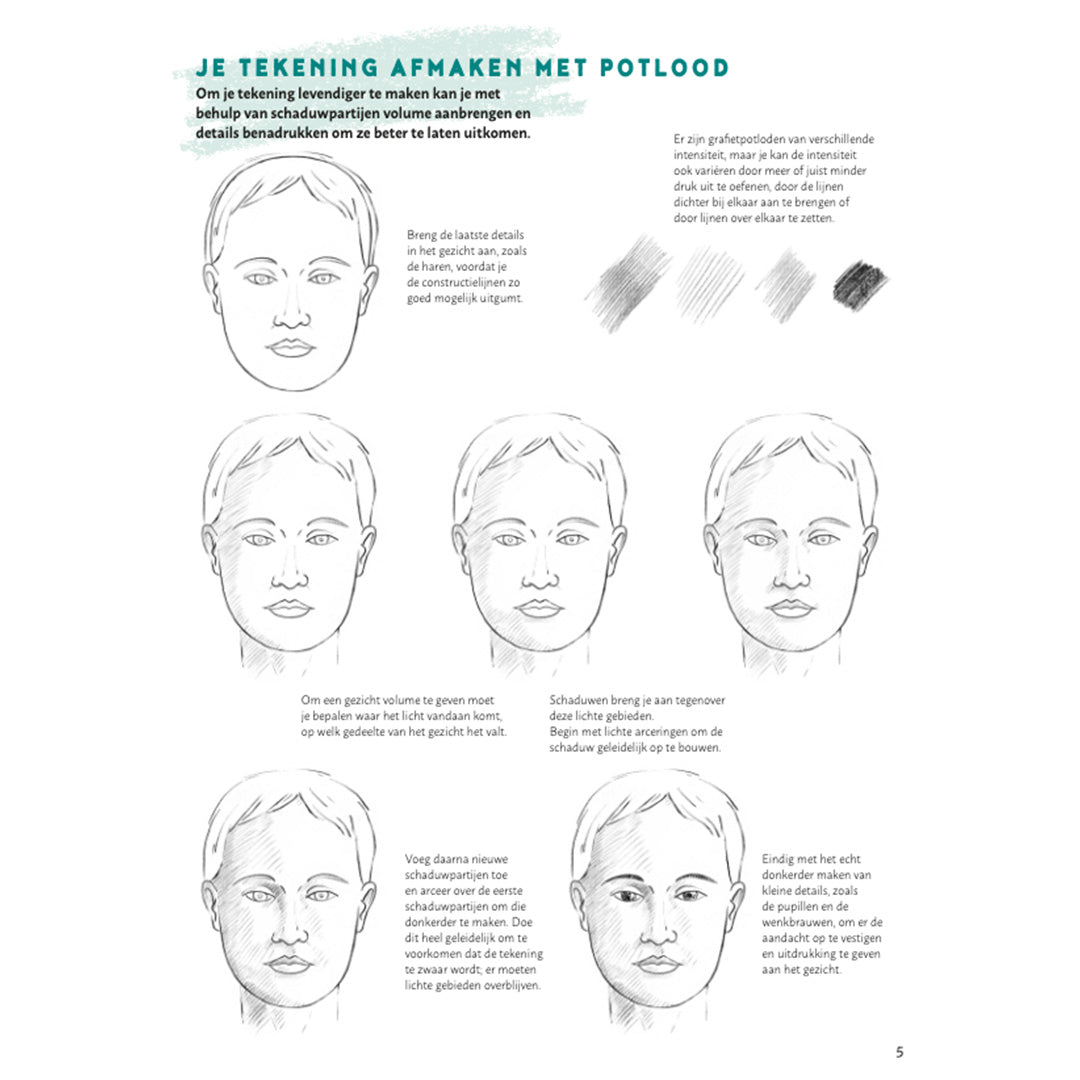 uitgeverij deltas stap voor stap gezichten leren tekenen | DELT0101941 |  4