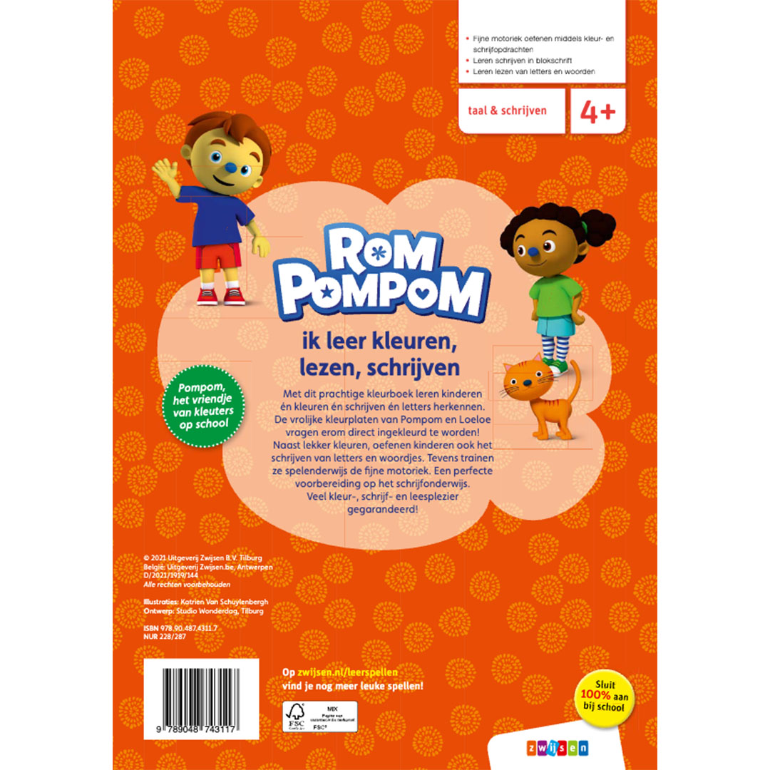 uitgeverij zwijsen rom pompom ik leer kleuren, lezen, schrijven | 1504311 | 5