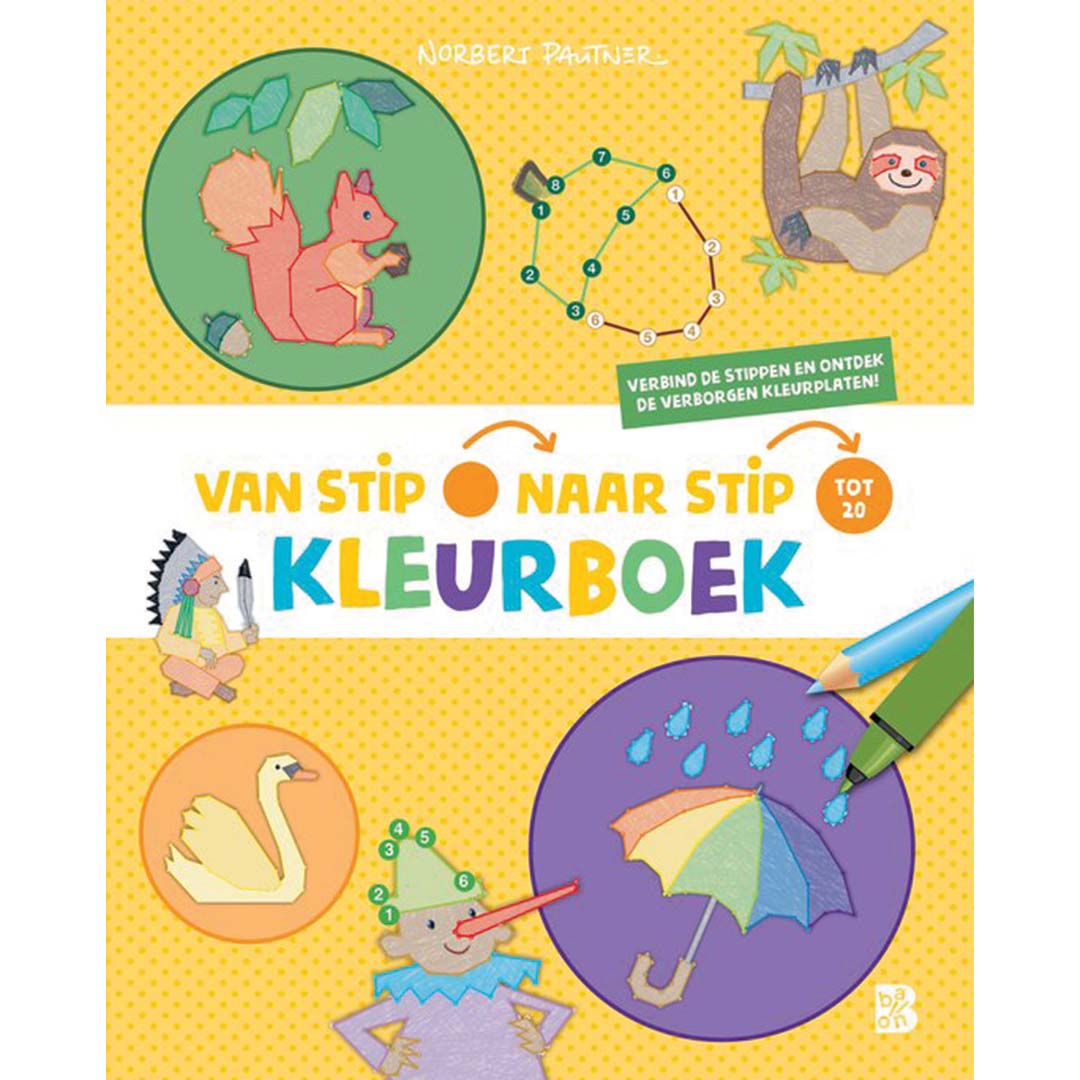 uitgeverij ballon paraplu van stip naar stip kleurboek