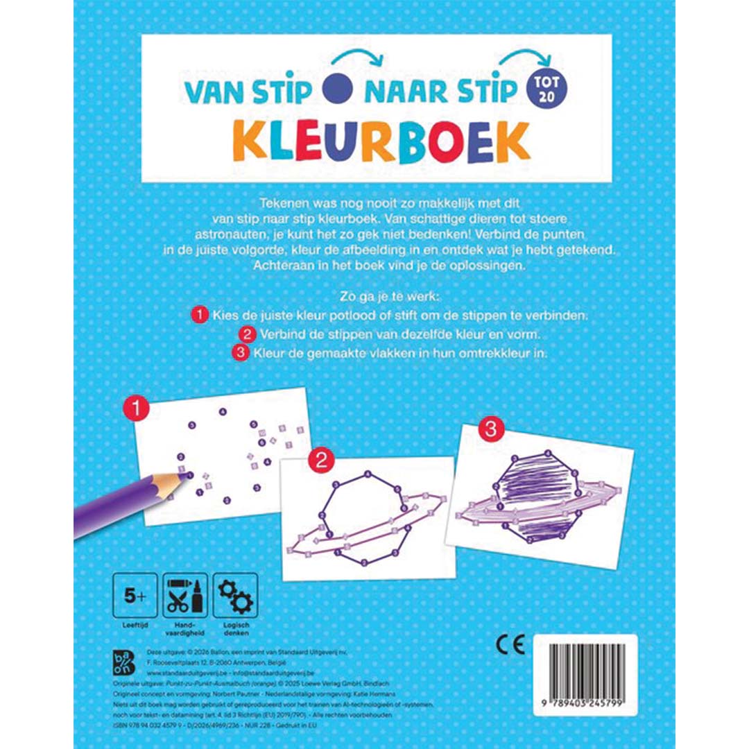 uitgeverij ballon raket van stip naar stip kleurboek