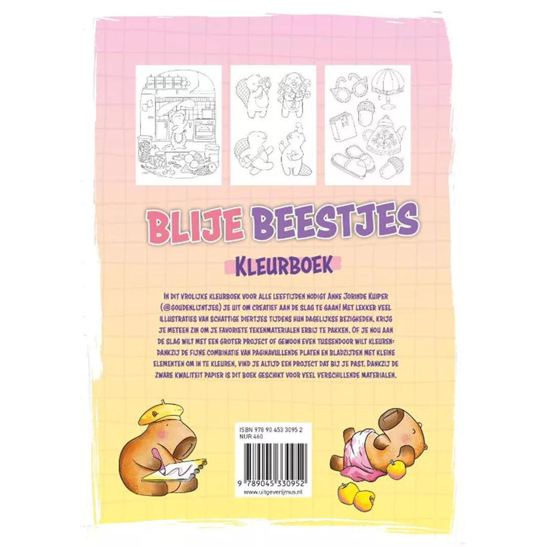 uitgeverij bbnc kleurboek gouden lijntjes blije beestjes | BBN1353095 | 2