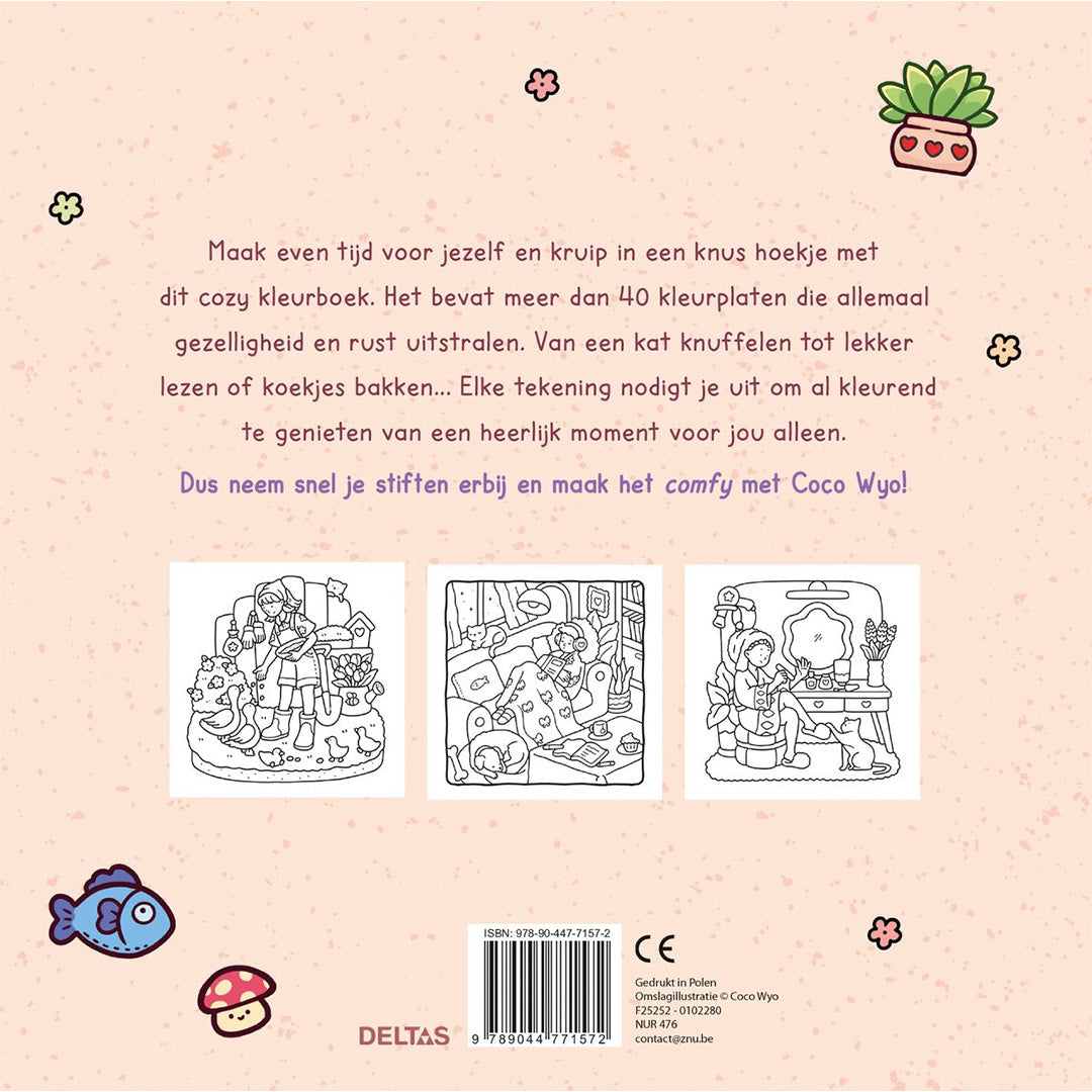 uitgeverij deltas kleurboek coco wyo - cute & comfy - girl moments | 0102280 | 2