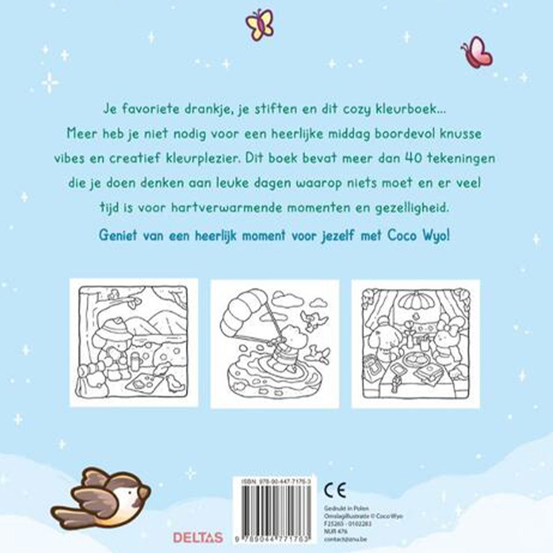 uitgeverij deltas kleurboek coco wyo - cute & comfy - cozy days | 0102283 | 6