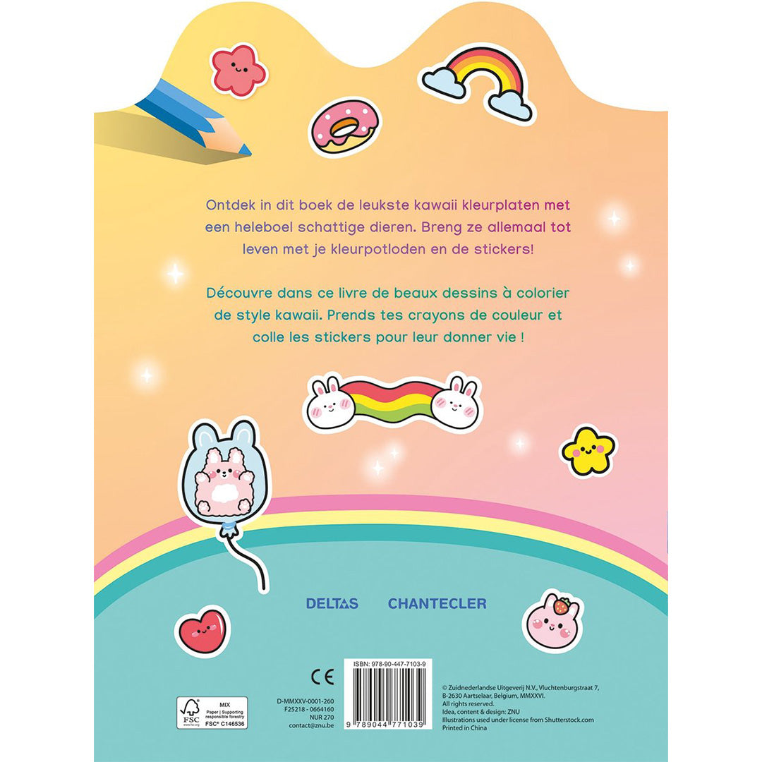 uitgeverij deltas kleurboek color & sticker fun - kawaii | 0664160 | 6