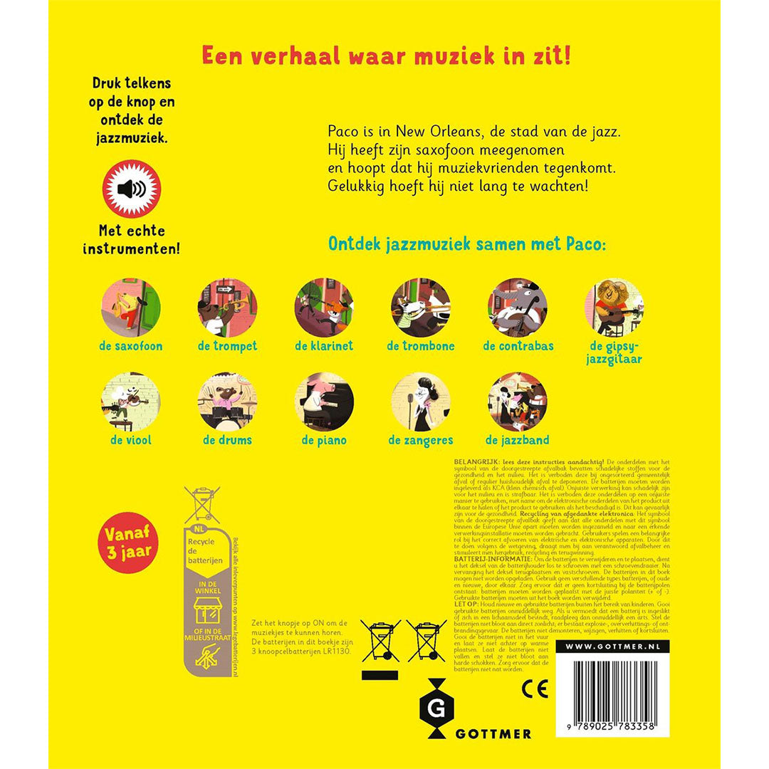 uitgeverij gottmer geluidenboek paco en de jazzband | 1608335 | 6