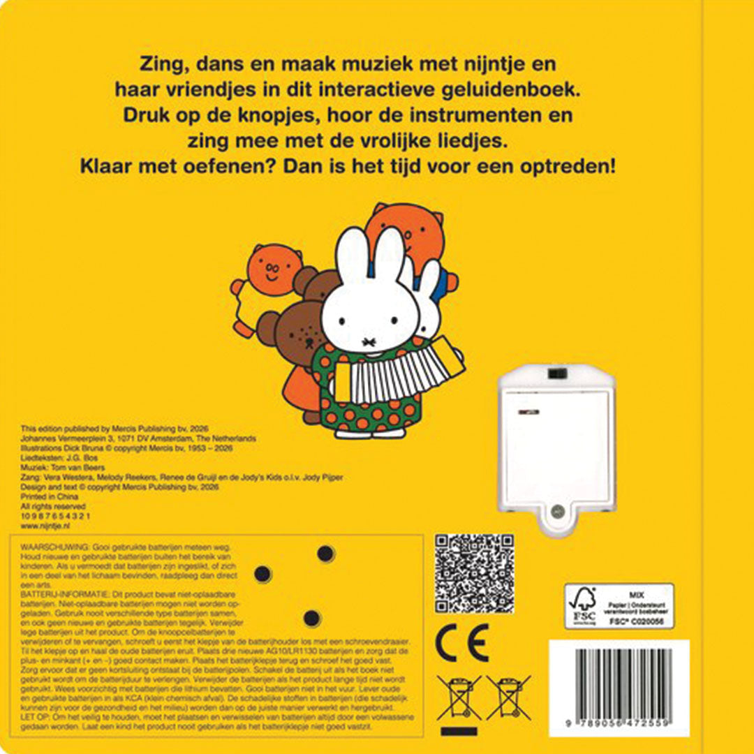 uitgeverij mercis geluidenboek, dansen en zingen met nijntje