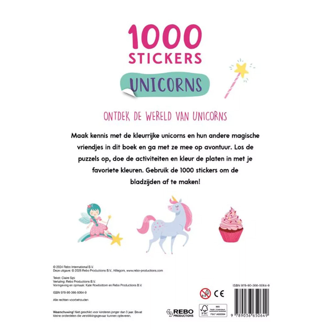 uitgeverij rebo 1000 stickers unicorns - funtastische activiteiten | REB1725064 | 6
