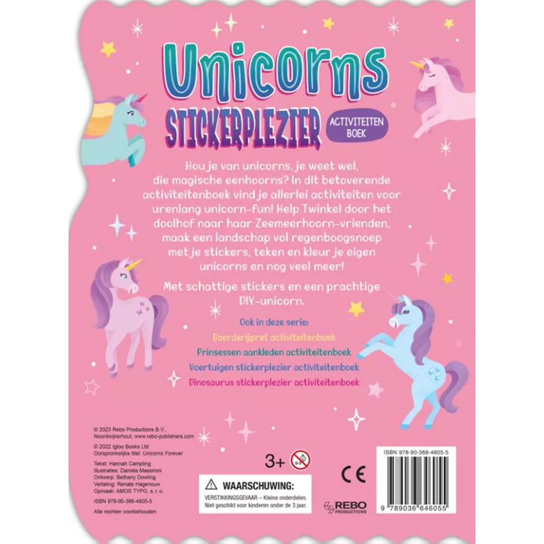 uitgeverij rebo unicorns stickerplezier activiteitenboek
