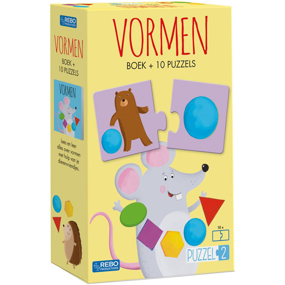 uitgeverij rebo vormen  boek + 10 puzzels | REB1723984 | 
