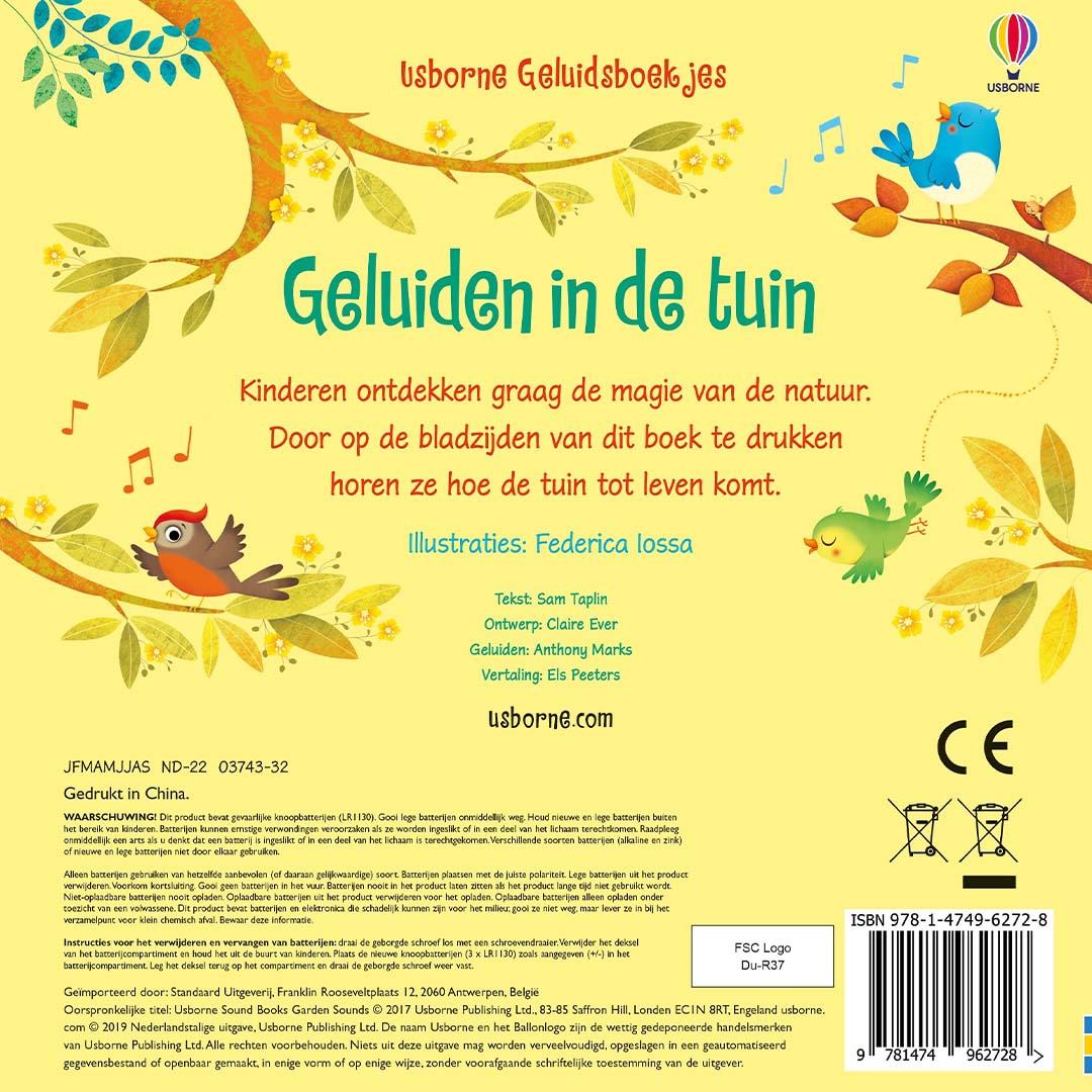 uitgeverij usborne geluidenboek geluiden in de tuin | 1706272 | 2