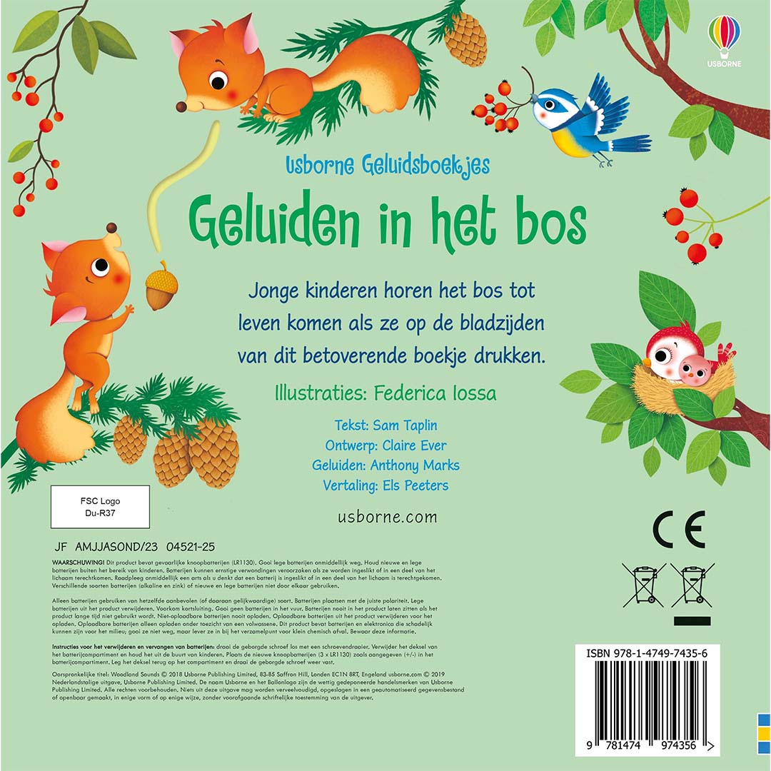 uitgeverij usborne geluidenboek geluiden in het bos | 1707435 - 2022 | 2