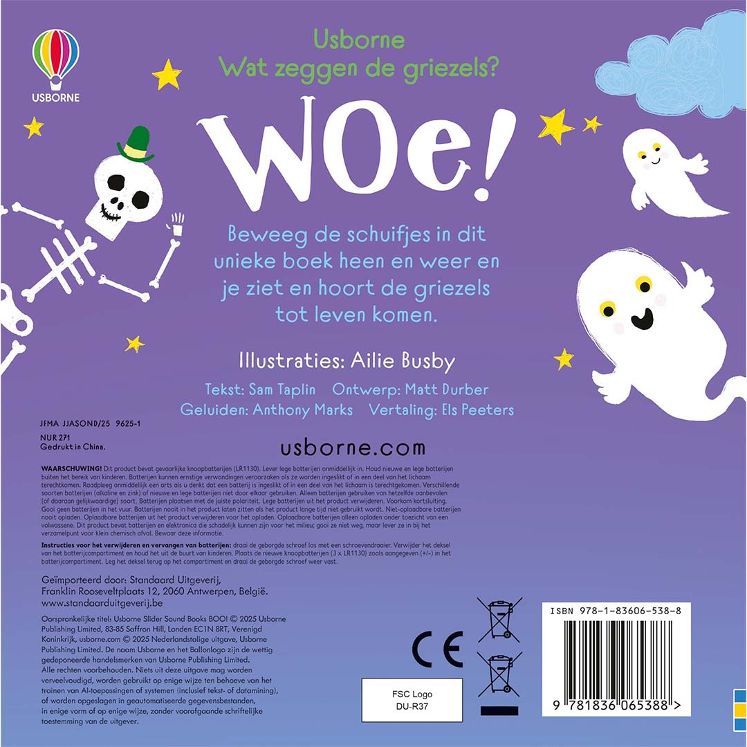 uitgeverij usborne geluidenboek wat zeggen de griezels? woe! | 1706538| 2