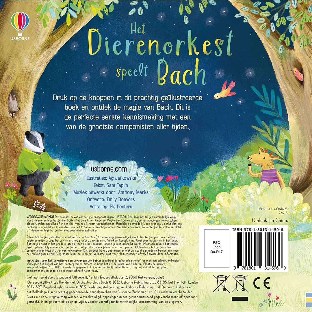 uitgeverij usborne muziekboek het dierenorkest speelt bach | 1701459 | 2