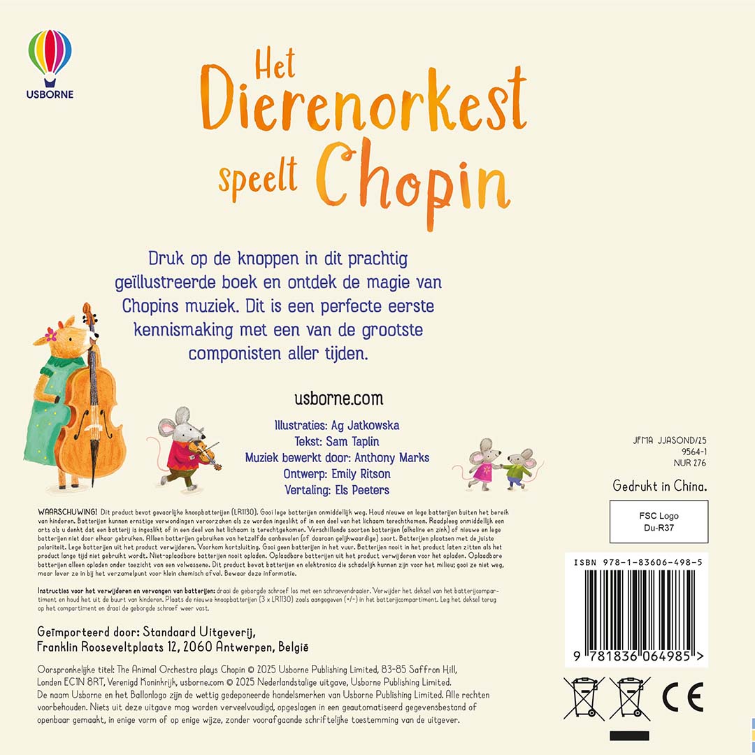 uitgeverij usborne muziekboek het dierenorkest speelt chopin | 1706498 | 2