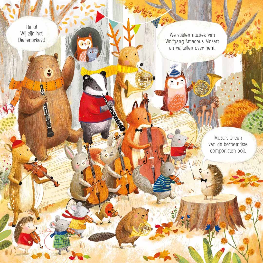 uitgeverij usborne muziekboek het dierenorkest speelt mozart | 1701101 | 3