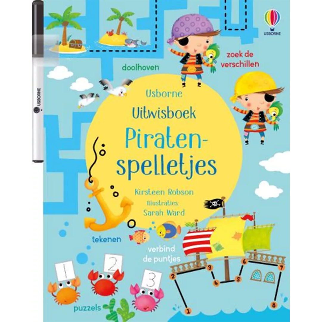 uitgeverij usborne uitwisboek piratenspelletjes | USB1707025 | 