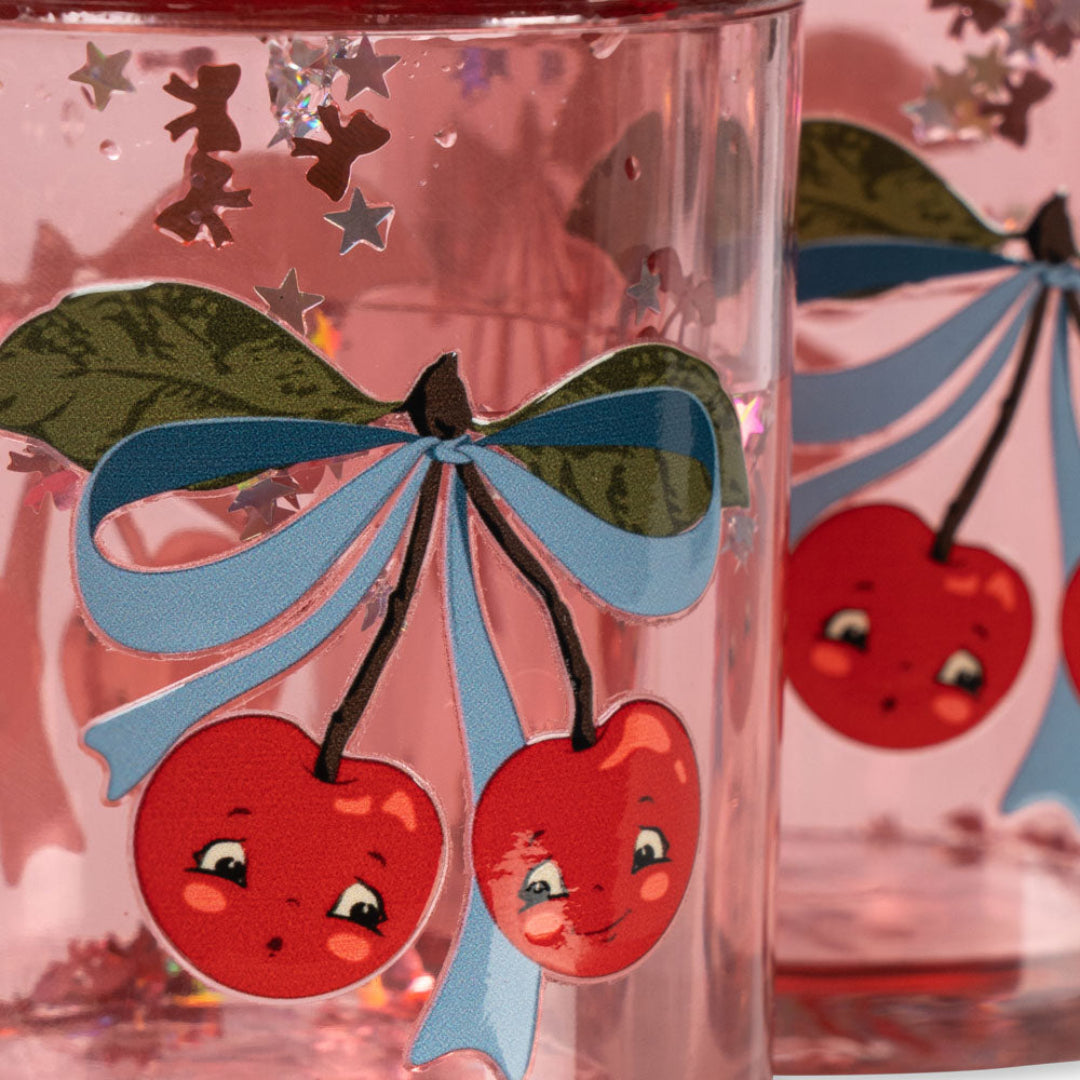konges sløjd kinderbekers met glitter - cherry bow - 2st