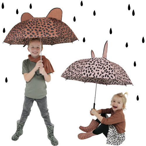 vanpauline kinderparaplu brown-pink dots | 8719689799243 | 1