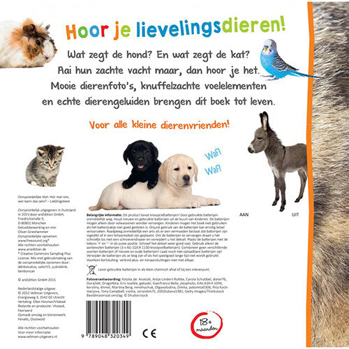 veltman uitgevers voel- en geluidenboek - welk dier hoor ik hier? - lievelingsdieren | 1742034 | 5