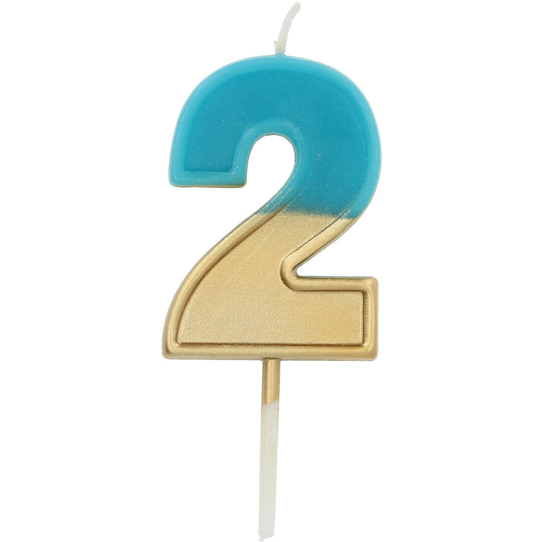 verjaardagskaars blauw goud - 2 jaar  | 24222 | 0
