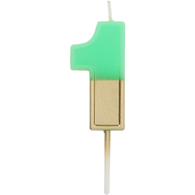 verjaardagskaars groen goud - 1 jaar  | 24221 | 0