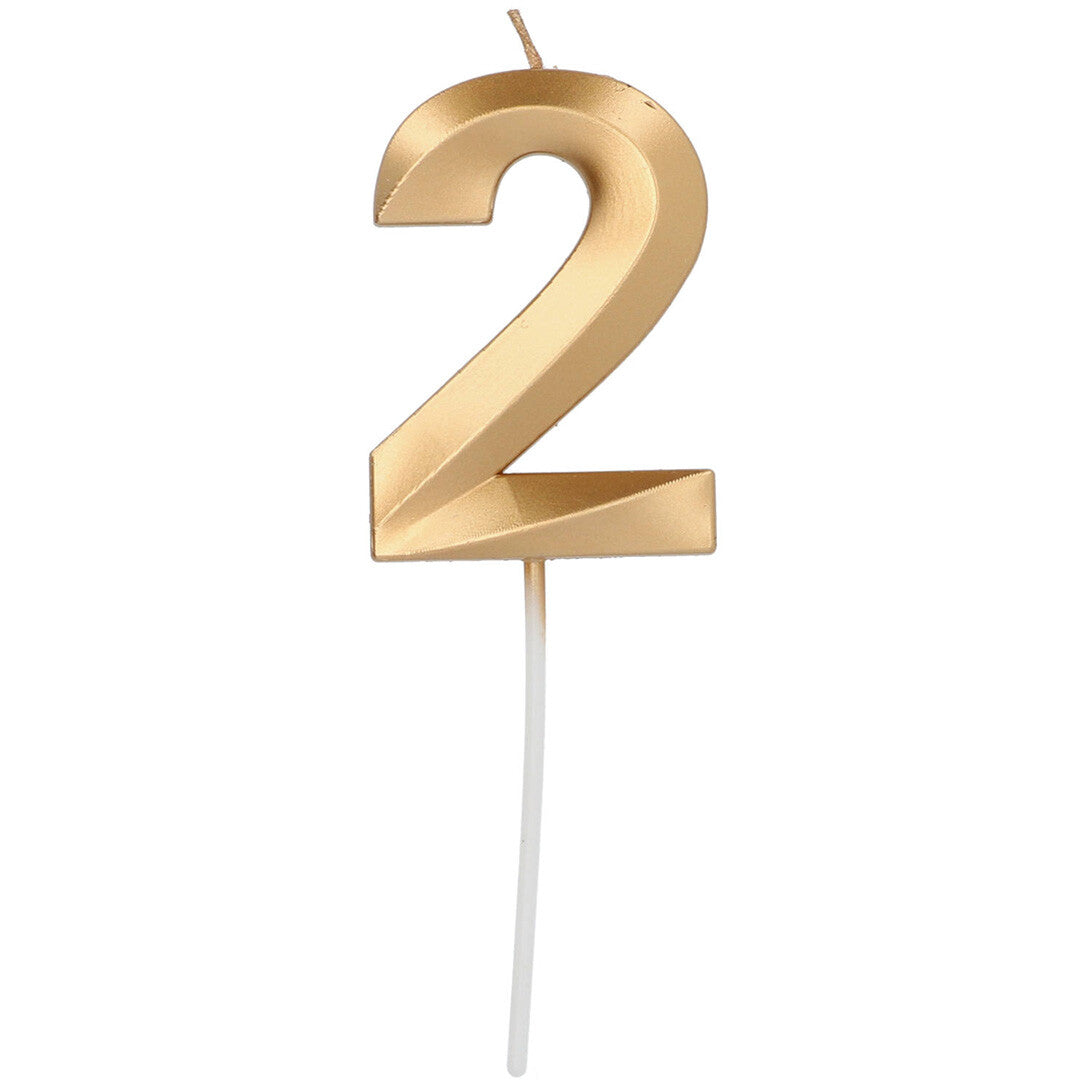 verjaardagskaars metallic goud - 2 jaar  | 24232 | 0